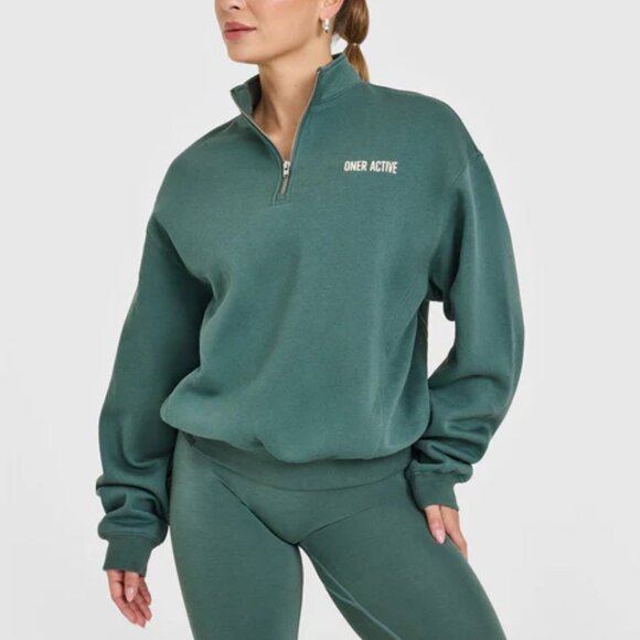 Oner Active Foundations 1/4 Zip Sweatshirt in Iced Green - Small - Picture 2 of 11